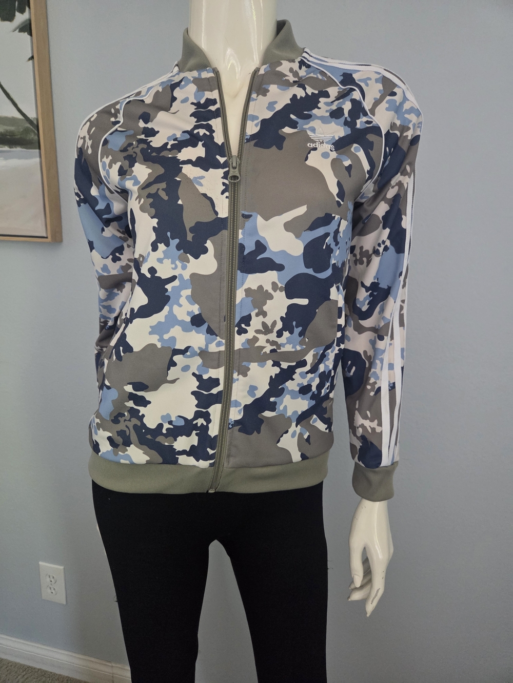 Adidas Originals Blue Camo Print Zip Track Jacket M